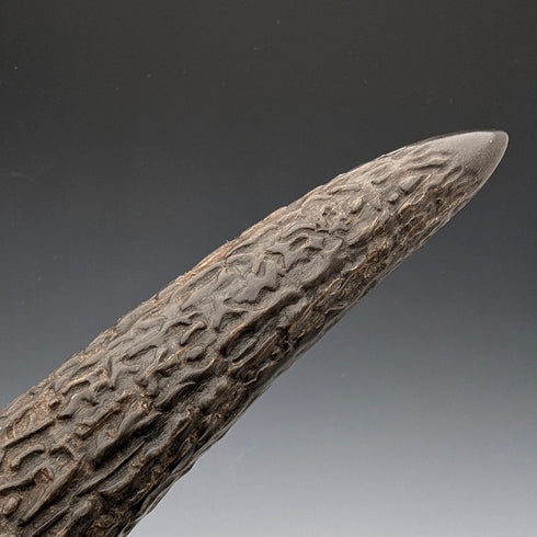 1902 British antique antler-handled fish server set, pure silver decoration, William Yates