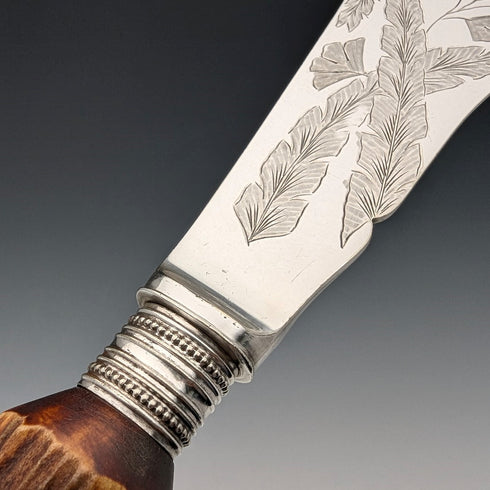 Circa 1900 British Antique Antler Handle Fish Server Set Elizabeth Jane Fairbairns