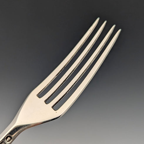 Circa 1850 British antique sterling silver dessert cutlery pair, total weight 87g, Aaron Hadfield