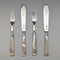 1904 British antique white mother-of-pearl handle, pure silver blade, dessert cutlery, 2 pairs, William Hutton