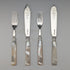 1904 British antique white mother-of-pearl handle, pure silver blade, dessert cutlery, 2 pairs, William Hutton