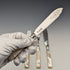 1904 British antique white mother-of-pearl handle, pure silver blade, dessert cutlery, 2 pairs, William Hutton