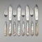 1899 British antique white mother-of-pearl handle, pure silver blade dessert cutlery, 4 pairs, John Sanderson