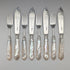 1899 British antique white mother-of-pearl handle, pure silver blade dessert cutlery, 4 pairs, John Sanderson