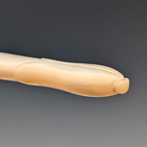 1899 British antique white mother-of-pearl handle, pure silver blade dessert cutlery, 4 pairs, John Sanderson