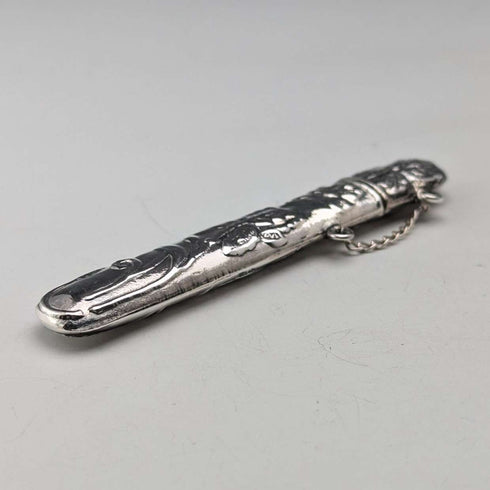 Vintage British Art Nouveau decorated sterling silver needle case