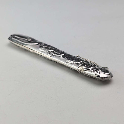 Vintage British Art Nouveau decorated sterling silver needle case
