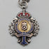 Circa 1900 British antique sterling silver Albert chain 42g enamel decorated sterling silver medal fob