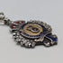 Circa 1900 British antique sterling silver Albert chain 42g enamel decorated sterling silver medal fob