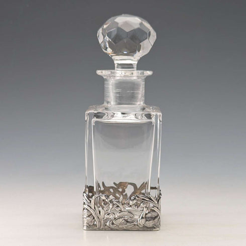 Vintage Sterling Silver Swan Decorated Cut Glass Perfume Bottle