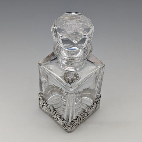 ヴィンテージ 純銀スワン装飾 カットガラス パフュームボトル 香水瓶