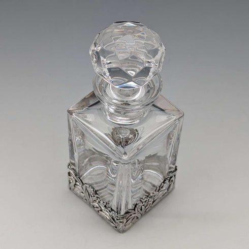 Vintage Sterling Silver Swan Decorated Cut Glass Perfume Bottle