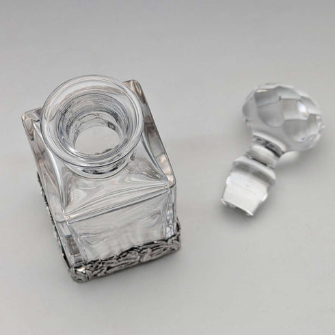 Vintage Sterling Silver Swan Decorated Cut Glass Perfume Bottle
