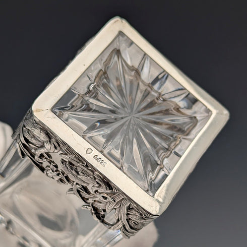 ヴィンテージ 純銀スワン装飾 カットガラス パフュームボトル 香水瓶