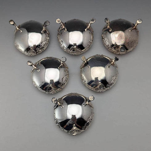 Set of 6 late 19th century British antique silver plate salt dishes