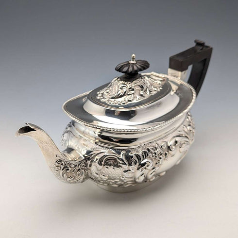 1906年 英国アンティーク 純銀製ティーポット 458g John Rose