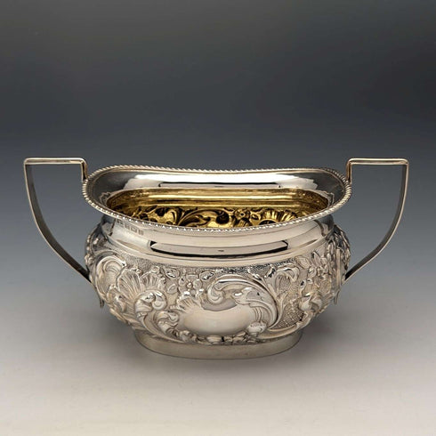 1906年 英国アンティーク 純銀製シュガーポット 208g John Rose
