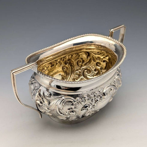 1906年 英国アンティーク 純銀製シュガーポット 208g John Rose
