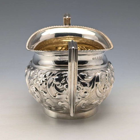 1906年 英国アンティーク 純銀製シュガーポット 208g John Rose