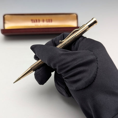 British Vintage Yard O' Red Rolled Gold Propelled Pencil in Case