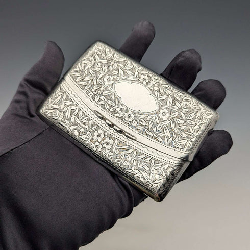 1905年 英国アンティーク 純銀製 カードケース 浮彫装飾 72g Henry Williamson Ltd