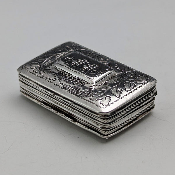 1822 British antique sterling silver vinaigrette by Thomas & William Simpson