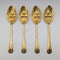 Set of 4 late 19th century British antique gold plated berry spoons