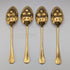 Set of 4 late 19th century British antique gold plated berry spoons