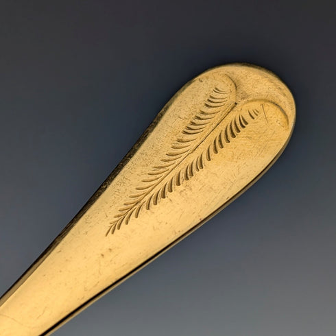 Set of 4 late 19th century British antique gold plated berry spoons