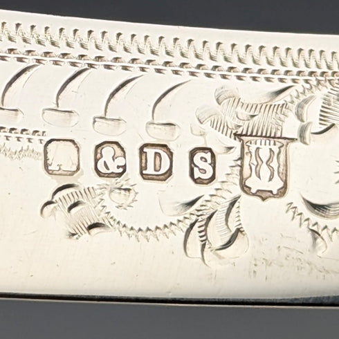 1885 British Antique Silver Plate Fish Cutlery 5 Pair Allen and Darwin