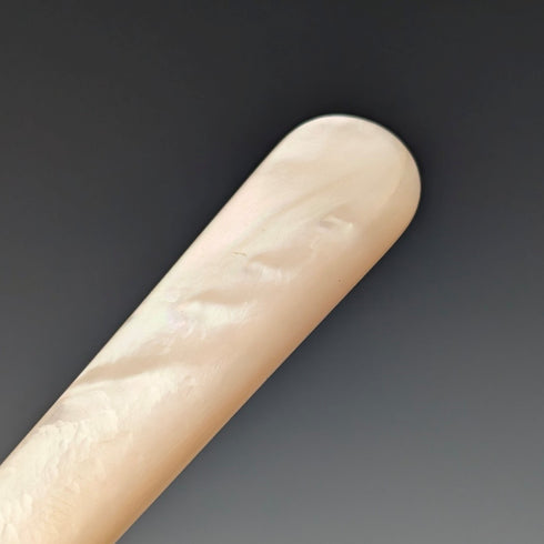 1950s British Vintage White Mother of Pearl Handle Stainless Steel Blade Small Cutlery Pair (6 Pieces)