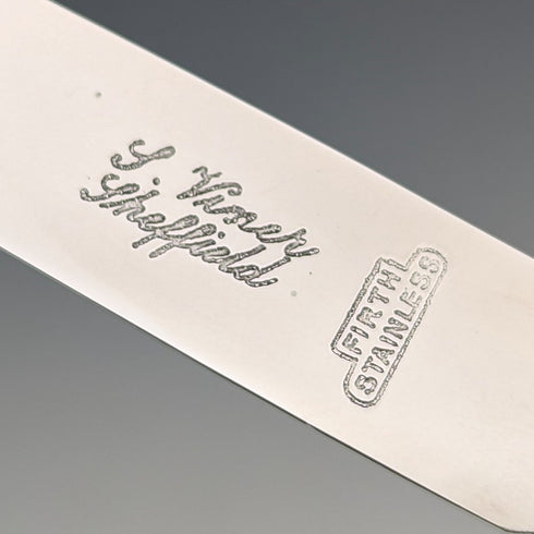 1950s British Vintage White Mother of Pearl Handle Stainless Steel Blade Small Cutlery Pair (6 Pieces)