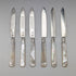 1906 British antique white mother-of-pearl handle, pure silver blade, dessert cutlery, 6 pairs, William Hutton, wooden box