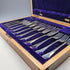 Circa 1900 British antique silver plate fish cutlery set of 6 in wooden box