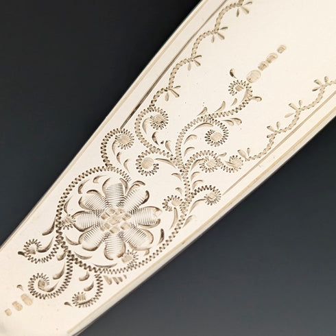 Circa 1900 British antique silver plate fish cutlery set of 6 in wooden box