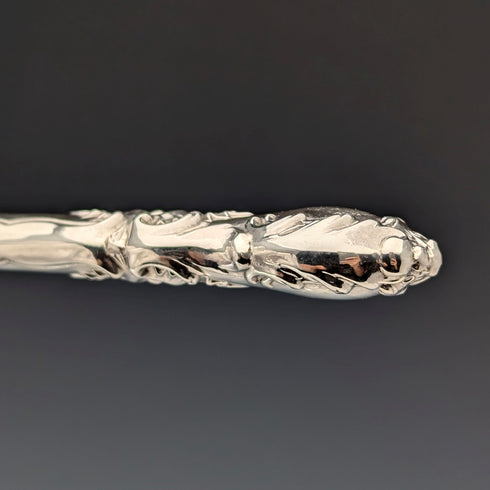 1853 British antique pure silver dessert cutlery, 6 pairs, total weight 537g, Francis Higgins II, wooden box