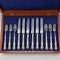 1902 British antique pure silver dessert cutlery, 6 pairs, total 466g, P Ashberry & Sons, wooden box