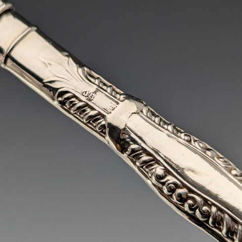 1902 British antique pure silver dessert cutlery, 6 pairs, total 466g, P Ashberry & Sons, wooden box