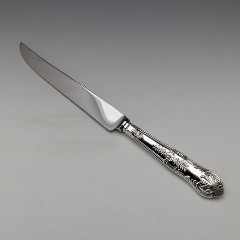1962 British Vintage Sterling Silver Handle Cake Knife Queens Pattern