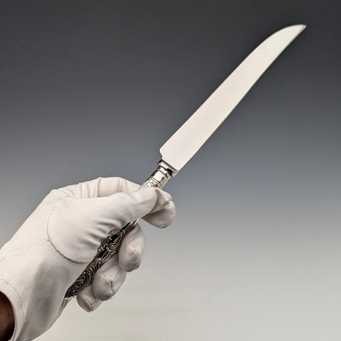 1962 British Vintage Sterling Silver Handle Cake Knife Queens Pattern