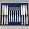 Circa 1860 British antique carved mother-of-pearl handle dessert cutlery 6 pairs TBNA with tray
