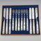 Circa 1903 British Antique White Mother of Pearl Handle Dessert Cutlery Pair of 6 Elkington with Tray