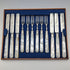 Circa 1903 British Antique White Mother of Pearl Handle Dessert Cutlery Pair of 6 Elkington with Tray