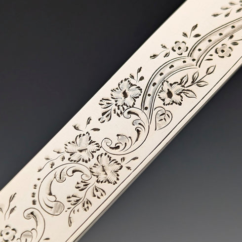 Circa 1903 British Antique White Mother of Pearl Handle Dessert Cutlery Pair of 6 Elkington with Tray