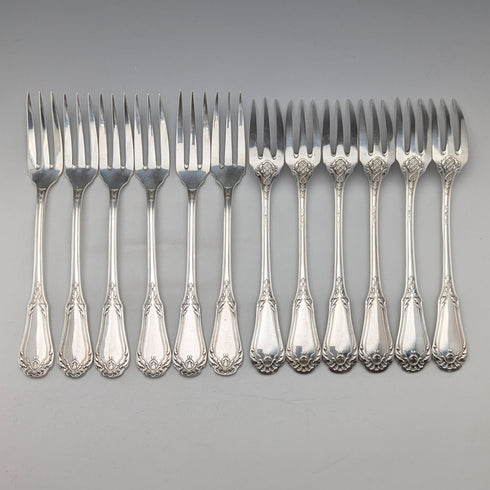 1900 French antique silver plate cutlery set, 11 pairs, SFAM