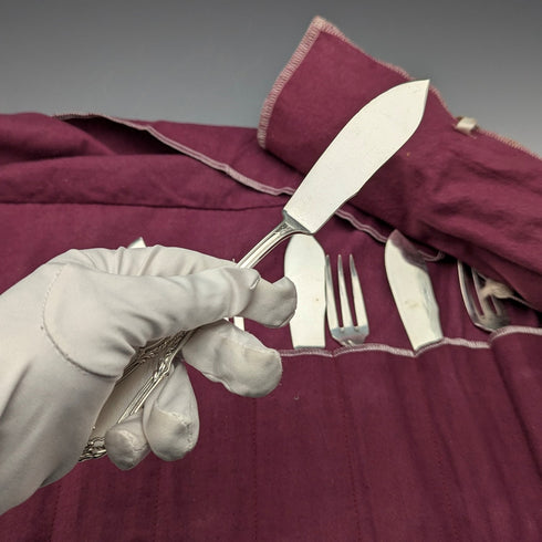 1900 French antique silver plate cutlery set, 11 pairs, SFAM