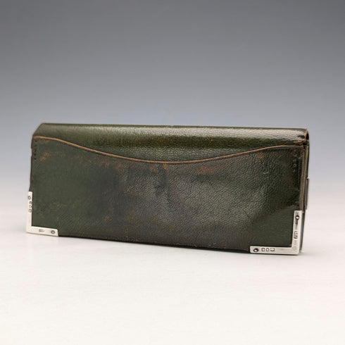 1898 英國古董純銀裝飾小號皮革皮夾零皮夾 GH James & Co