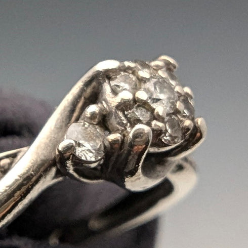 British vintage jewelry zirconia sterling silver ring (size 9)