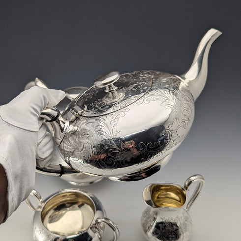 1938年 英国ヴィンテージ シルバープレート製 ティー4点セット Elkington