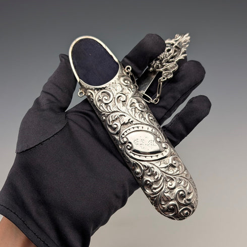 1895 年英國古董純銀 Chatelaine 眼鏡盒 Colen Hewer